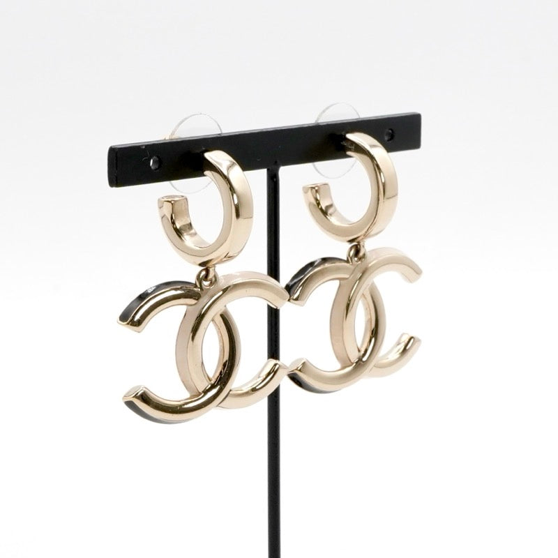 シャネル CHANEL ピアス イヤリング ゴールド ブラック ココマーク フープ