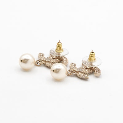 シャネル CHANEL ピアス イヤリング ゴールド ホワイト ココマーク ラインストーン