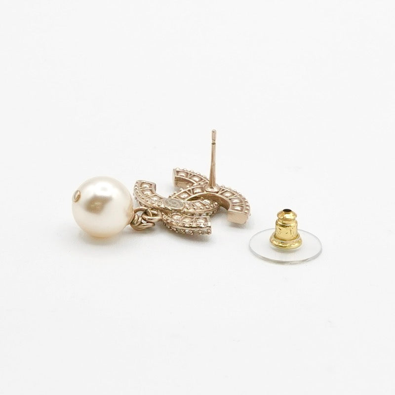 シャネル CHANEL ピアス イヤリング ゴールド ホワイト ココマーク ラインストーン