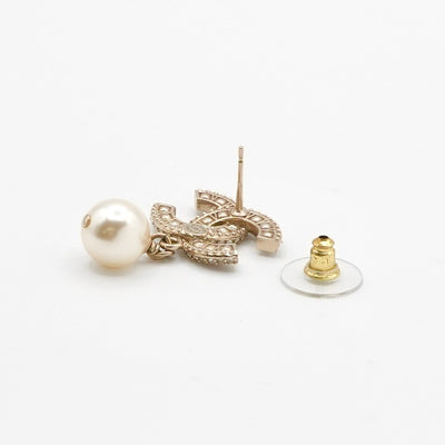 シャネル CHANEL ピアス イヤリング ゴールド ホワイト ココマーク ラインストーン
