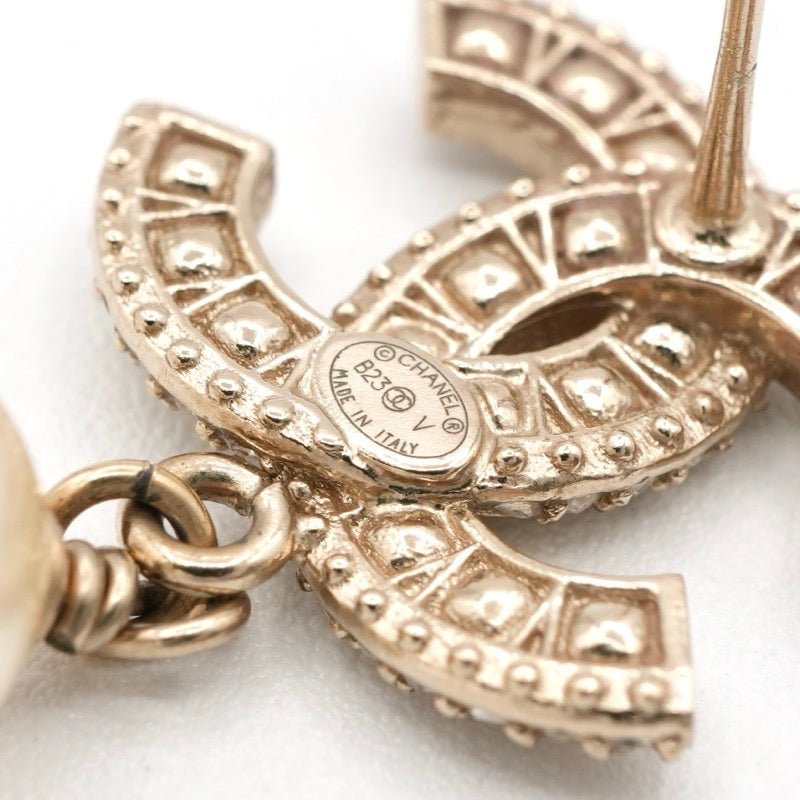シャネル CHANEL ピアス イヤリング ゴールド ホワイト ココマーク ラインストーン