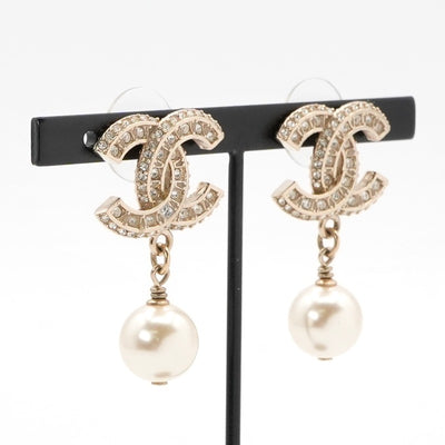 シャネル CHANEL ピアス イヤリング ゴールド ホワイト ココマーク ラインストーン