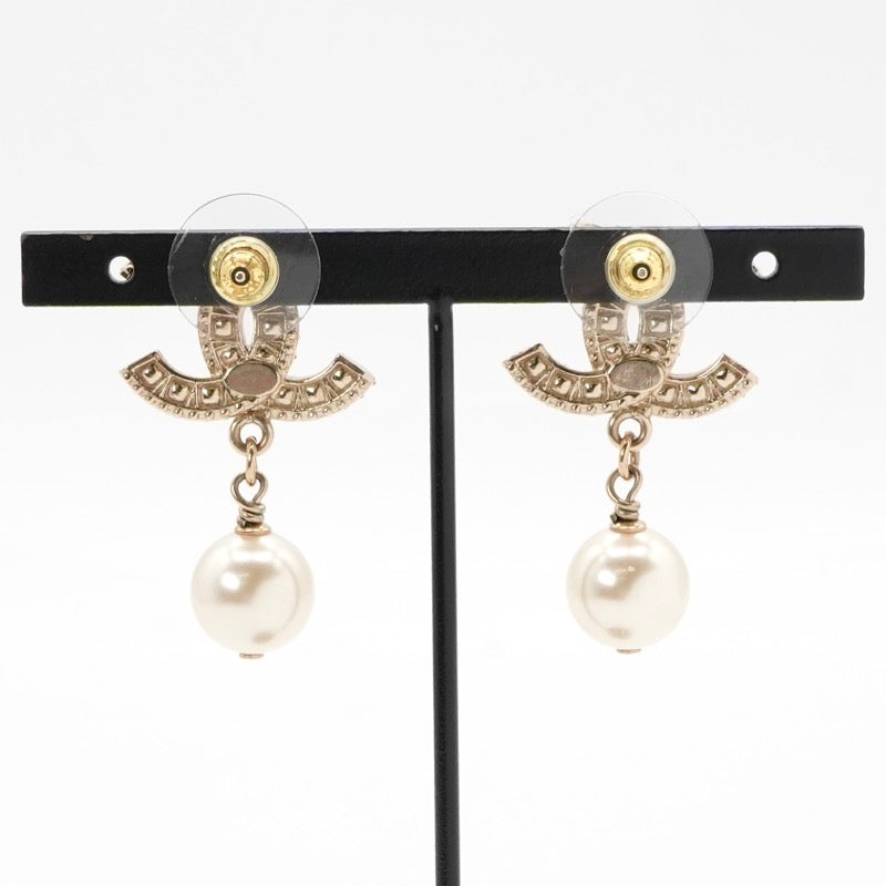 シャネル CHANEL ピアス イヤリング ゴールド ホワイト ココマーク ラインストーン