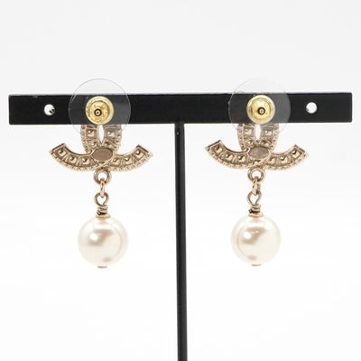 シャネル CHANEL ピアス イヤリング ゴールド ホワイト ココマーク ラインストーン