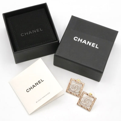 シャネル CHANEL ピアス イヤリング ゴールド ココマーク スクエア マトラッセ ラインストーン