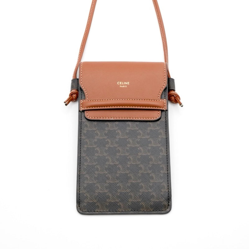 セリーヌ CELINE 携帯・スマホアクセサリー レザー ブラウン トリオンフ ロゴ フォンケース モバイルポーチ ポシェット