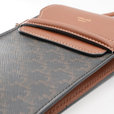 セリーヌ CELINE 携帯・スマホアクセサリー レザー ブラウン トリオンフ ロゴ フォンケース モバイルポーチ ポシェット