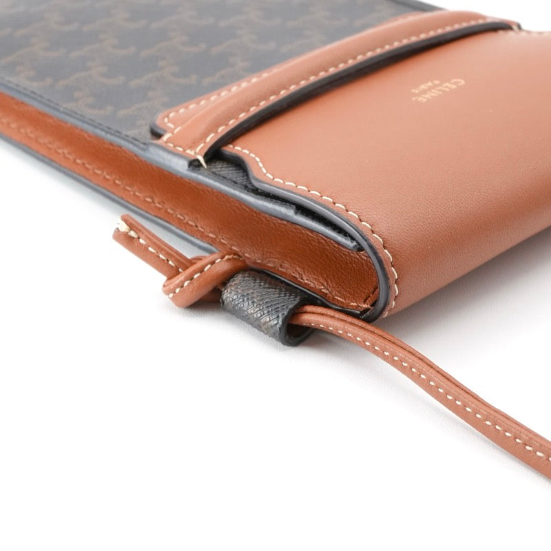 セリーヌ CELINE 携帯・スマホアクセサリー レザー ブラウン トリオンフ ロゴ フォンケース モバイルポーチ ポシェット