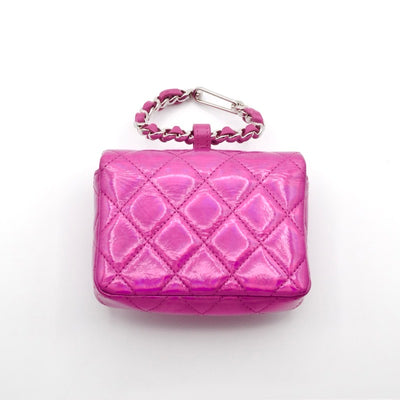 シャネル CHANEL チャーム メタリックピンク シルバー ココマーク マトラッセ ポーチ フック付き イヤーズギフト
