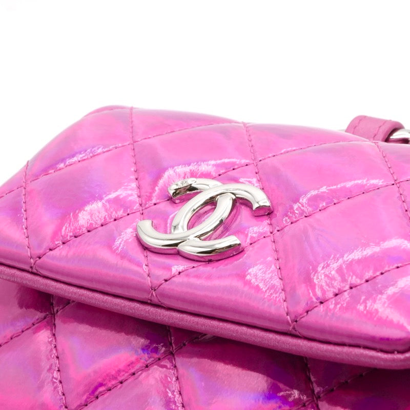 シャネル CHANEL チャーム メタリックピンク シルバー ココマーク マトラッセ ポーチ フック付き イヤーズギフト