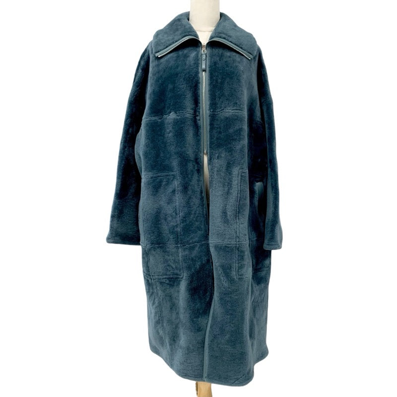 エルメス HERMES アウター ムートン レザー グリーン ジップアップ リバーシブル