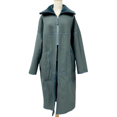 エルメス HERMES アウター ムートン レザー グリーン ジップアップ リバーシブル