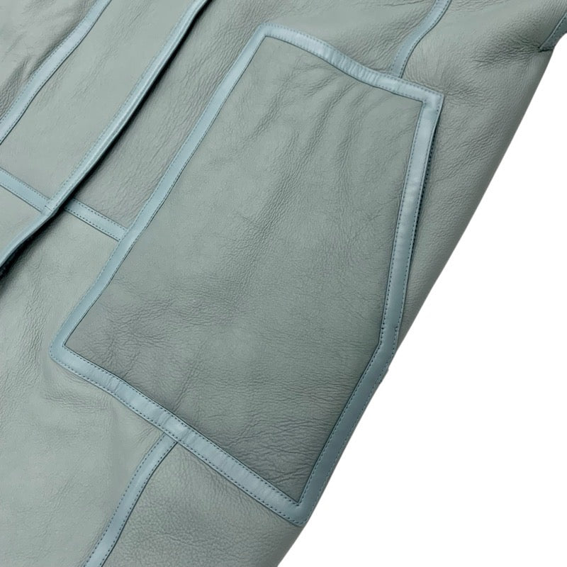 エルメス HERMES アウター ムートン レザー グリーン ジップアップ