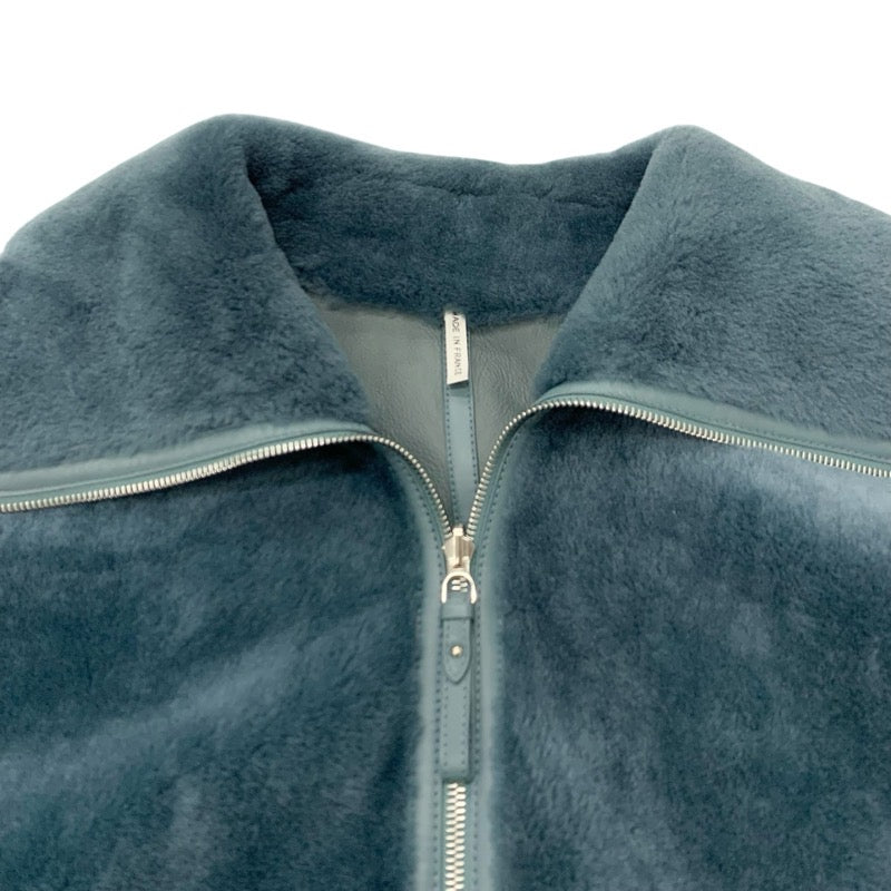 エルメス HERMES アウター ムートン レザー グリーン ジップアップ リバーシブル