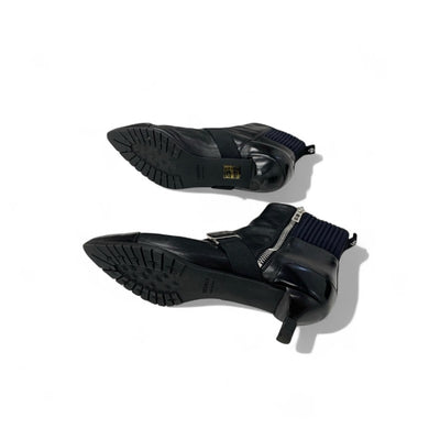 エルメス HERMES Shocky ブーツ ショートブーツ 靴 シューズ レザー ファブリック ブラック 黒 シルバー シェーヌダンクル バックル サイドジップ