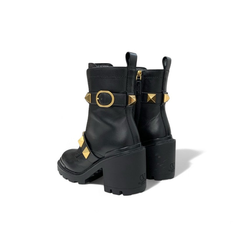 ヴァレンティノ VALENTINO ブーツ ショートブーツ 靴 シューズ カーフスキン ブラック 黒 ゴールド ローマンスタッズ コンバットブーツ