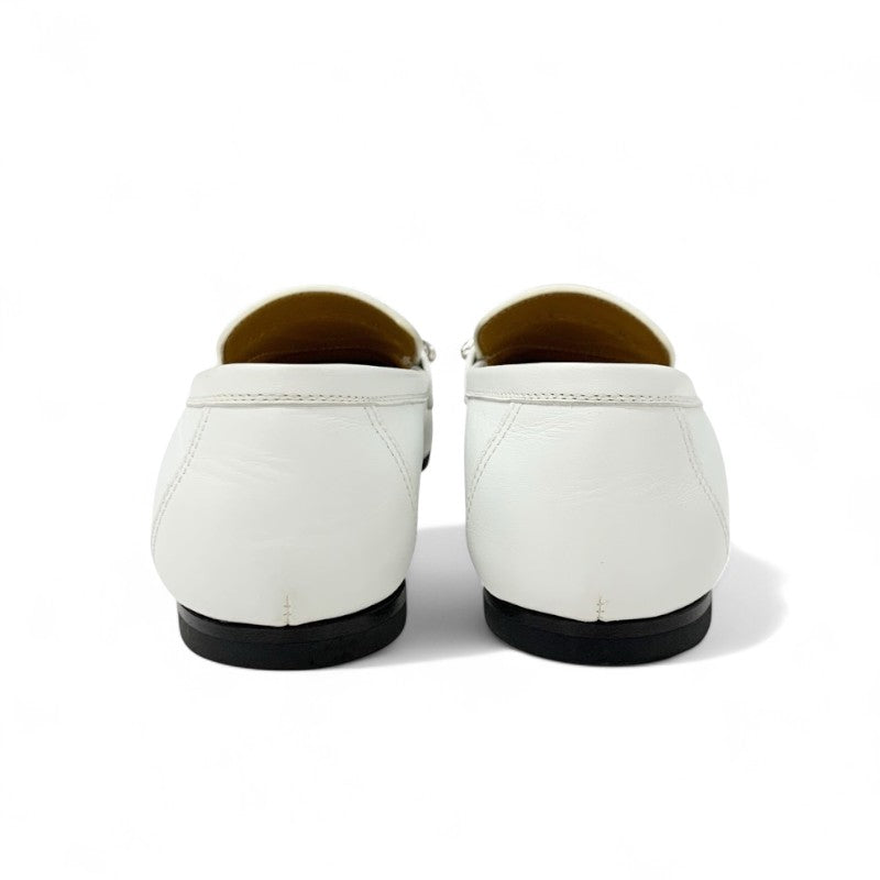 エルメス HERMES コレット ローファー 革靴 靴 シューズ レザー ホワイト 白 シルバー ルリバックル モカシン