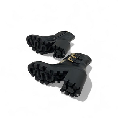 グッチ GUCCI GGスプリーム ブーツ ショートブーツ 靴 シューズ レザー ブラック ブラウン ゴールド ベルト ロゴ アンクルブーツ