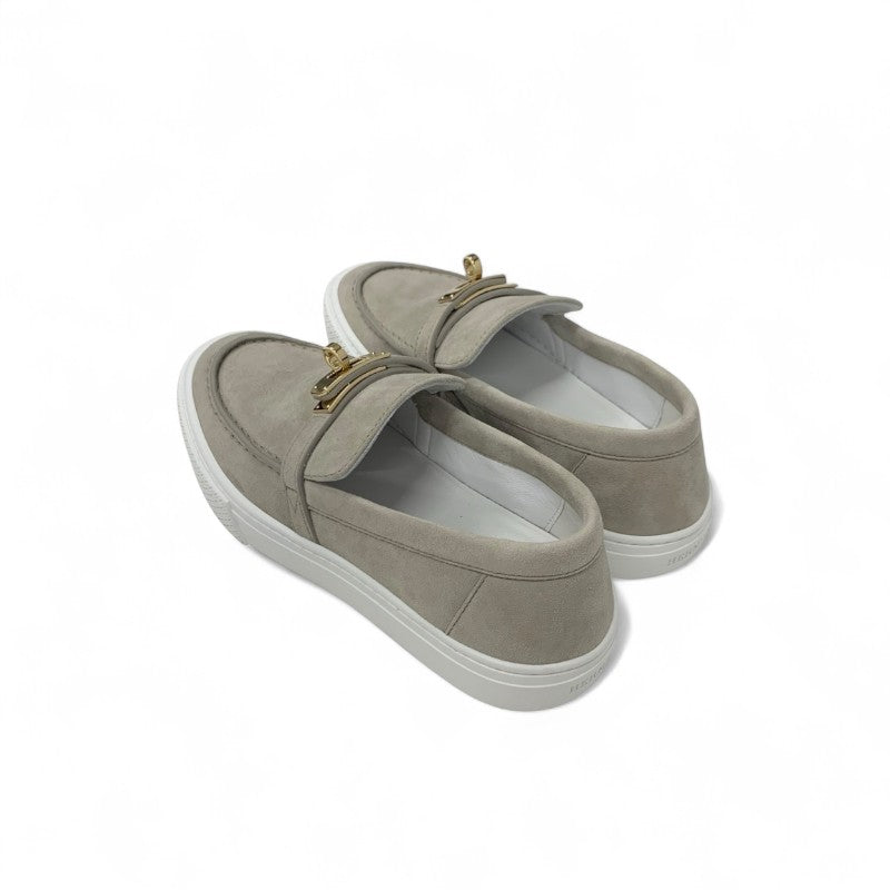 エルメス HERMES ゲーム スニーカー 靴 シューズ スエード ベージュ ピンクゴールド ケリー金具 スリッポン