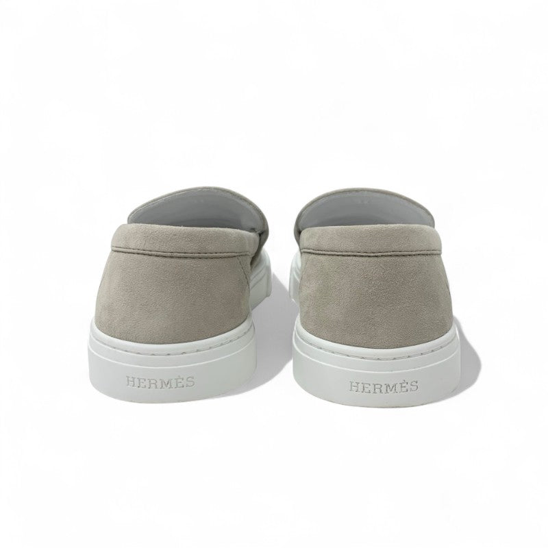 エルメス HERMES ゲーム スニーカー 靴 シューズ スエード ベージュ ピンクゴールド ケリー金具 スリッポン