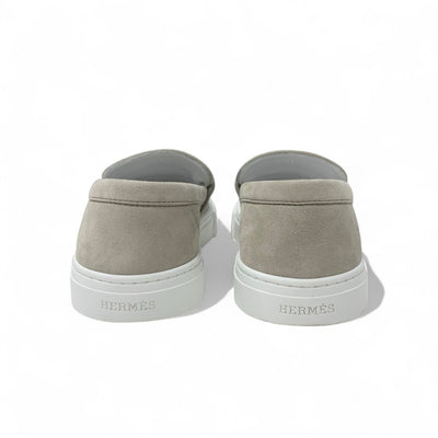 エルメス HERMES ゲーム スニーカー 靴 シューズ スエード ベージュ ピンクゴールド ケリー金具 スリッポン