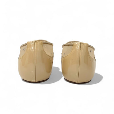 クリスチャンルブタン Christian Louboutin フラットシューズ 靴 シューズ メッシュ パテント ベージュ ラインストーン