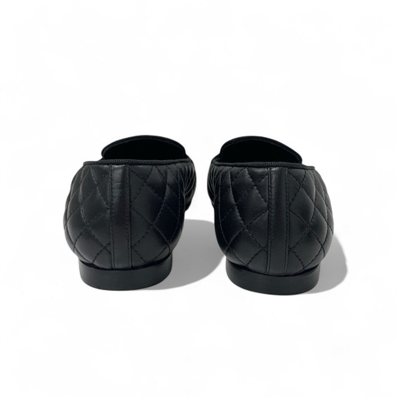 シャネル CHANEL フラットシューズ 靴 シューズ レザー ブラック マトラッセ ココマーク ローファー