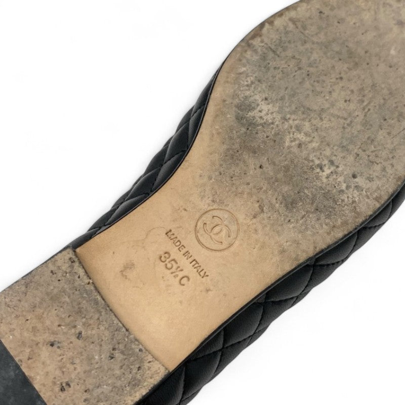 シャネル CHANEL フラットシューズ 靴 シューズ レザー ブラック マトラッセ ココマーク ローファー