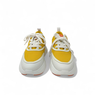 エルメス HERMES ギガ スニーカー 靴 シューズ ファブリック レザー イエロー ホワイト