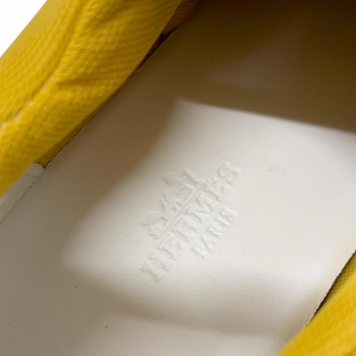 エルメス HERMES ギガ スニーカー 靴 シューズ ファブリック レザー イエロー ホワイト