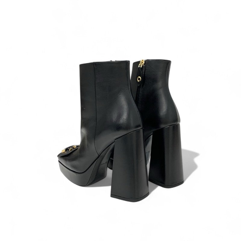 ルイヴィトン LOUIS VUITTON シェイクライン ブーツ ショートブーツ 靴 シューズ レザー ブラック ゴールド ロゴ アンクルブーツ