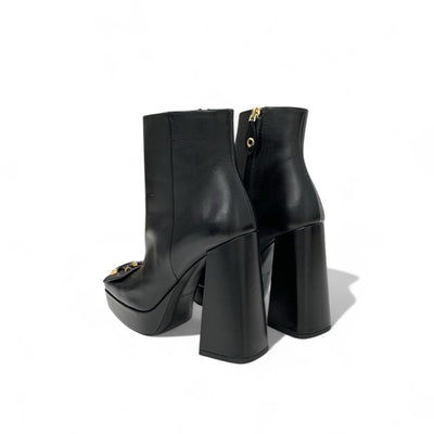 ルイヴィトン LOUIS VUITTON シェイクライン ブーツ ショートブーツ 靴 シューズ レザー ブラック ゴールド ロゴ アンクルブーツ