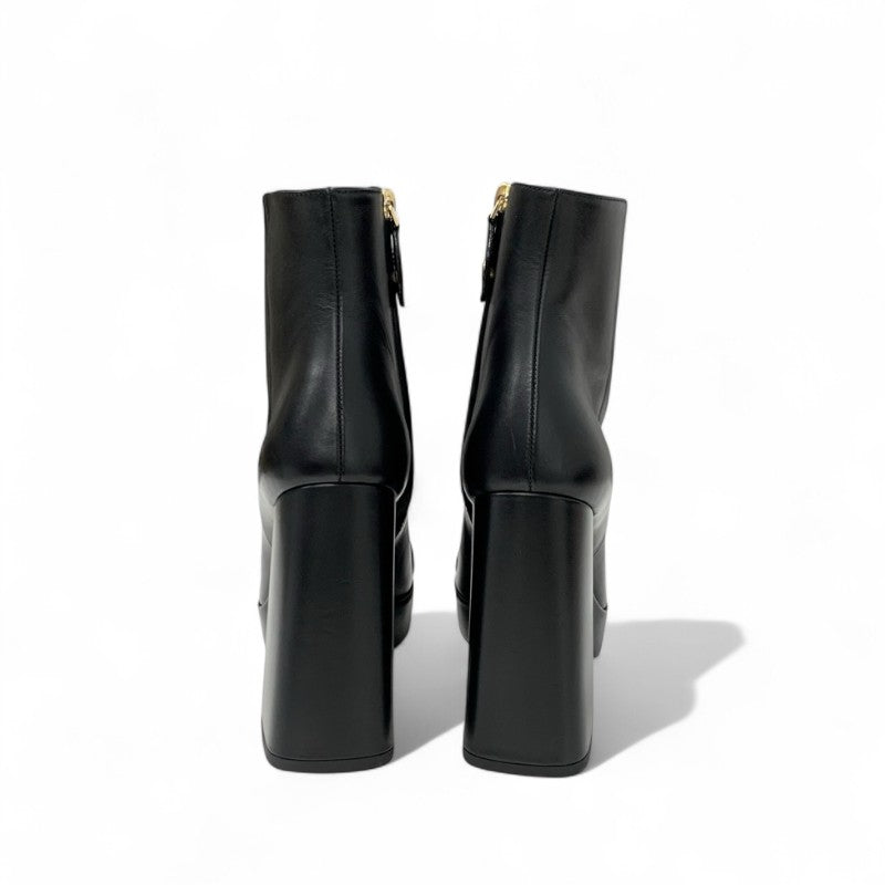 ルイヴィトン LOUIS VUITTON シェイクライン ブーツ ショートブーツ 靴 シューズ レザー ブラック ゴールド ロゴ アンクルブーツ