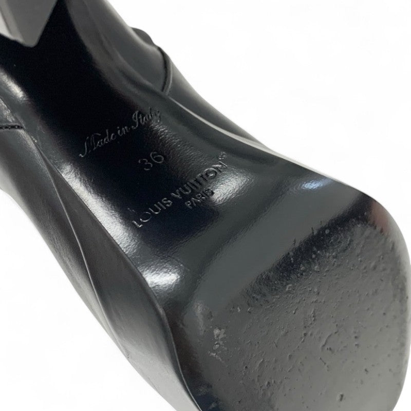 ルイヴィトン LOUIS VUITTON シェイクライン ブーツ ショートブーツ 靴 シューズ レザー ブラック ゴールド ロゴ アンクルブーツ