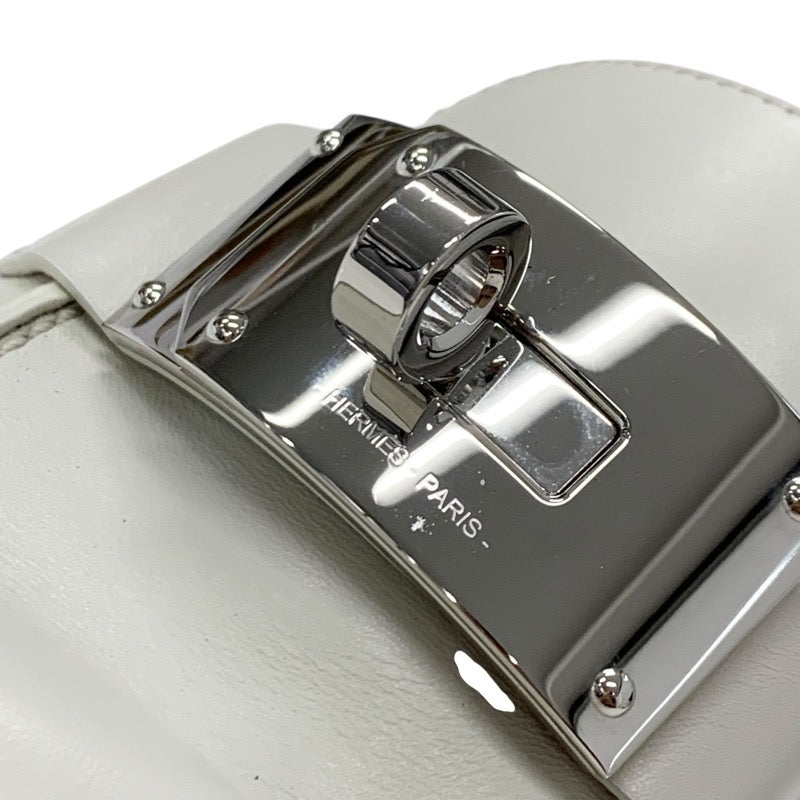 エルメス HERMES イオタ フラットシューズ 靴 シューズ レザー アイボリー シルバー ケリー金具 ミュール スリッパサンダル