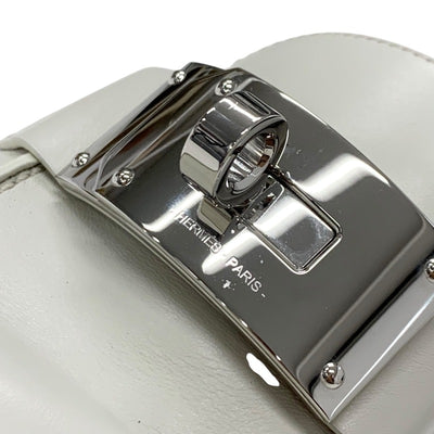 エルメス HERMES イオタ フラットシューズ 靴 シューズ レザー アイボリー シルバー ケリー金具 ミュール スリッパサンダル