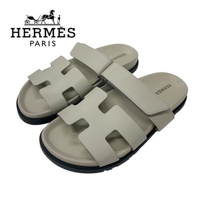 エルメス HERMES シプレ サンダル 靴 シューズ レザー ベージュ フラット ベルクロ ストラップ