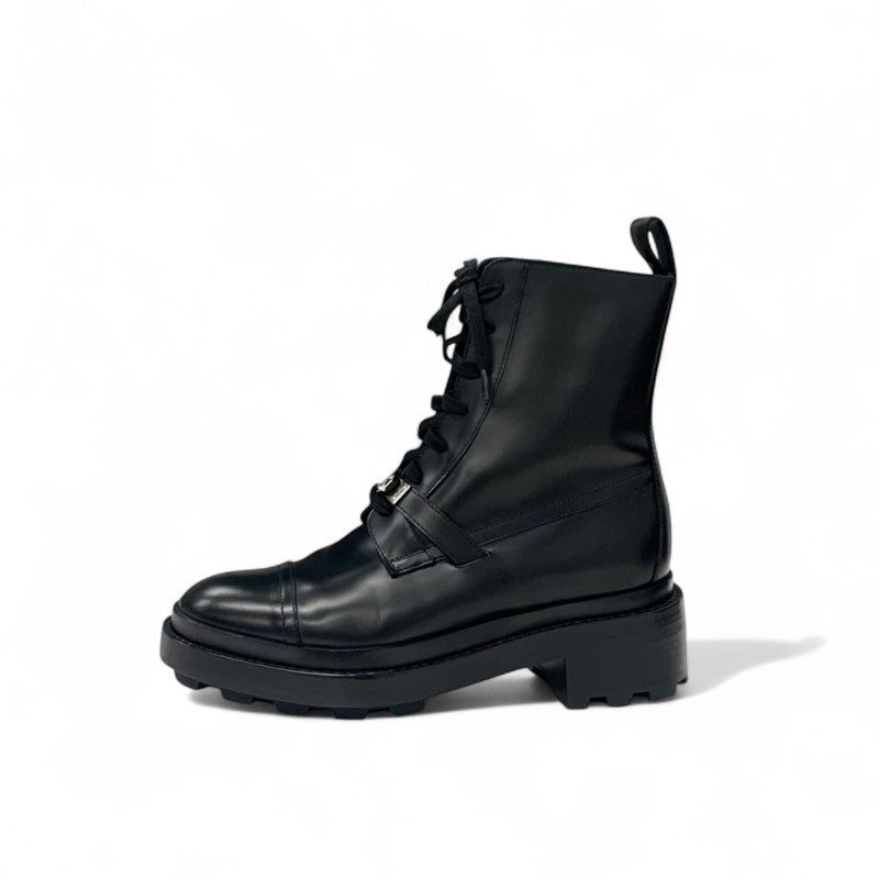 エルメス HERMES ファンク ブーツ ショートブーツ 靴 シューズ レザー ブラック 黒 シルバー ケリー金具 レースアップ