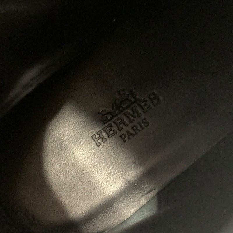 エルメス HERMES ファンク ブーツ ショートブーツ 靴 シューズ レザー ブラック 黒 シルバー ケリー金具 レースアップ