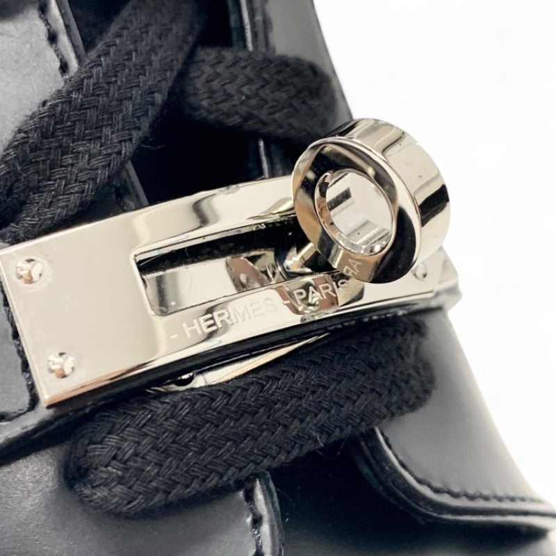 エルメス HERMES ファンク ブーツ ショートブーツ 靴 シューズ レザー ブラック 黒 シルバー ケリー金具 レースアップ