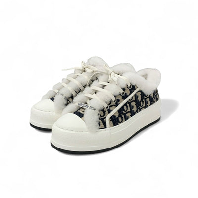 クリスチャンディオール CHRISTIAN DIOR WALK'N'DIOR スニーカー 靴 シューズ ファブリック ムートン ネイビー ホワイト