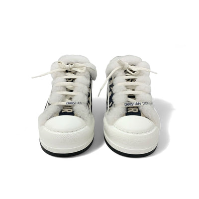 クリスチャンディオール CHRISTIAN DIOR WALK'N'DIOR スニーカー 靴 シューズ ファブリック ムートン ネイビー ホワイト