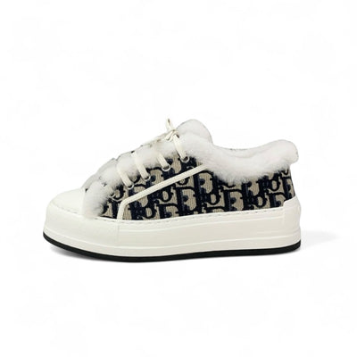 クリスチャンディオール CHRISTIAN DIOR WALK'N'DIOR スニーカー 靴 シューズ ファブリック ムートン ネイビー ホワイト