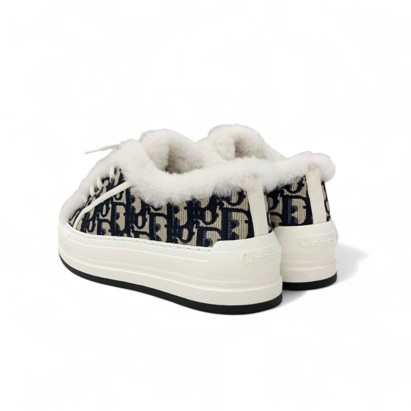 クリスチャンディオール CHRISTIAN DIOR WALK'N'DIOR スニーカー 靴 シューズ ファブリック ムートン ネイビー ホワイト