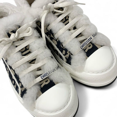 クリスチャンディオール CHRISTIAN DIOR WALK'N'DIOR スニーカー 靴 シューズ ファブリック ムートン ネイビー ホワイト