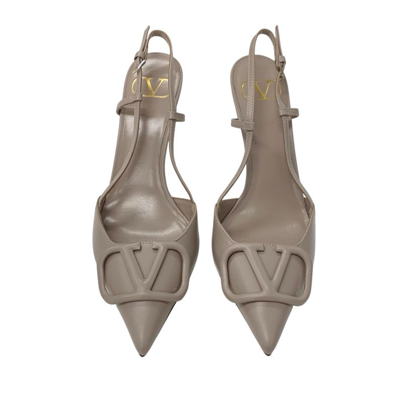 ヴァレンティノ VALENTINO パンプス 靴 シューズ レザー ピンクベージュ 未使用 Vロゴ スリングバック