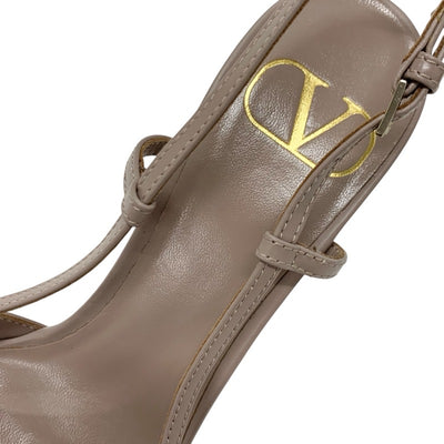 ヴァレンティノ VALENTINO パンプス 靴 シューズ レザー ピンクベージュ 未使用 Vロゴ スリングバック