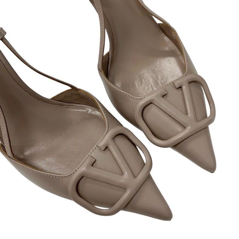 ヴァレンティノ VALENTINO パンプス 靴 シューズ レザー ピンクベージュ 未使用 Vロゴ スリングバック