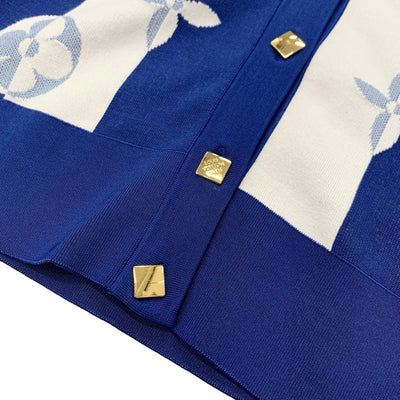 ルイヴィトン LOUIS VUITTON モノグラム トップス ブルー ホワイト カーディガン セーター ストライプ