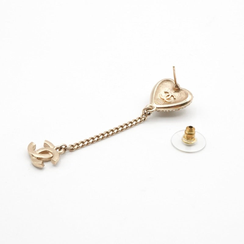 シャネル CHANEL ピアス イヤリング ゴールド チェーン ココマーク ラインストーン ハート